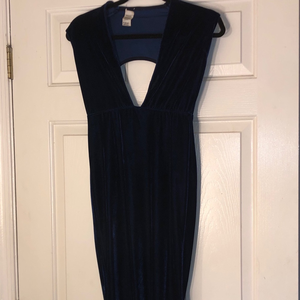 Dark Blue Velvet Dress